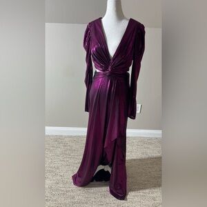 Mac Duggal Metallic Long Sleeve Gown